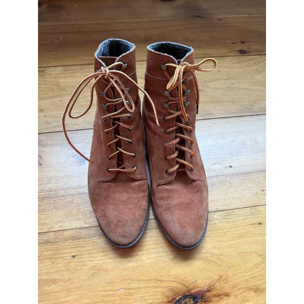 Mainframe Women's Brown Suede Leather Lace-Up Ankle Boots Size 8 Vintage Y2K